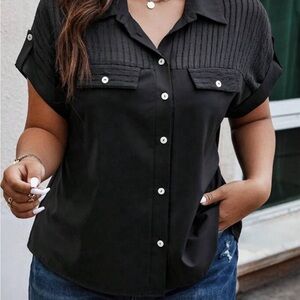 SHEIN Black Button-Up Women's Top